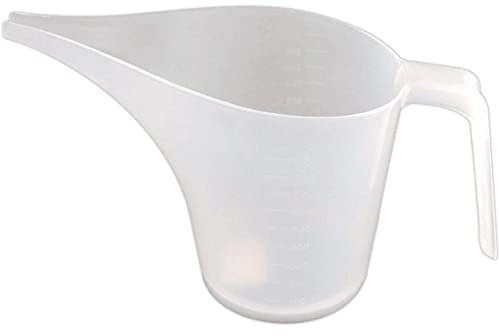 N+B Jarra de plástico con Embudo de medición de Pico Largo de 1000 ml, Taza de medición Transparente con Punta de Boca para Jarabe de Masa de Mermelada, Medidas fáciles de Leer