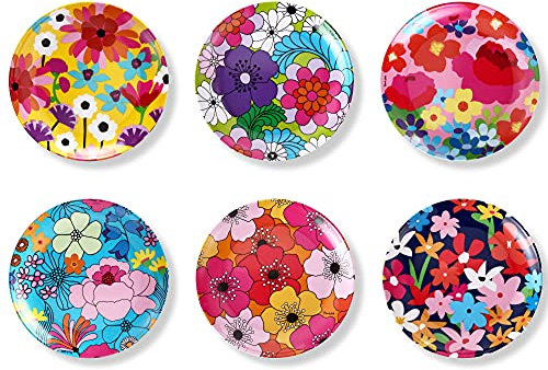 French Bull Melaminteller, 6-teiliges Set, Melamin-Geschirr, Servierplatte, Party, Teller, Teller (15,2 cm Vorspeisenteller, Gartenblumen)