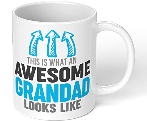 Print Maniacs Personalised Fathers Day Mug Gift Dad Christmas Birthday Awesome Dad Grandad (White, Grandpa)