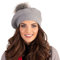 VIVISENCE Winter Baskenmütze Mit Bommel Für Damen Klassischem Herbst Frauen Mütze Schnitt Warmem Garn Mit Wollezusatz Eleganter Wintermütze Ideal Für Kalte Wintertage Modell 7035, Grau,Einheitsgröße