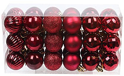 Uposao 36 Stück Kunststoff Weihnachtskugeln,Christbaumkugeln Set Glänzend Weihnachtskugeln Weihnachtsbaumschmuck Baumkugeln Weihnachtsbaum Deko zum Aufhängen für Weihnachten ∅40mm,Dunkelrot