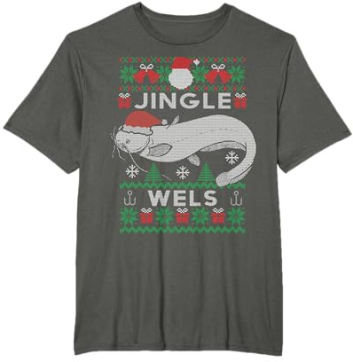 Jingle Wels I Lustiges Waller Ugly Christmas Angler Geschenk T-Shirt
