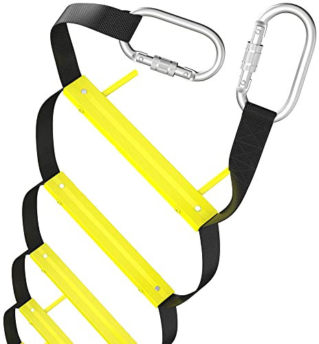 ISOP Feuerleiter 8m | Einziehbare Leitern für 2-Stöckige Häuser | Kompakt & Tragbar | Strickleiter Geeignet für Balkon Flucht | Rettungsleiter 8m für Notfall | Leichtes Seil Leiter | Aluminiumleiter