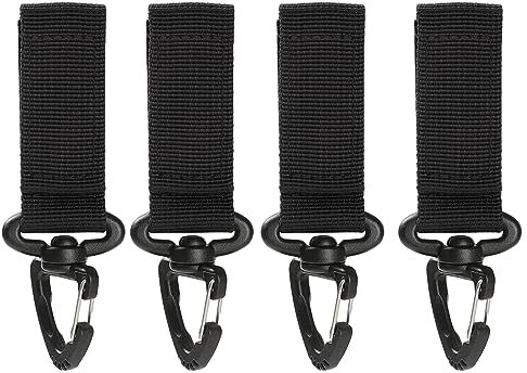 Azarxis Taktischer Schlüsselanhänger, Gürtelclip, Gürtel karabiner, Molle-Gurtband für Bergsteigen Camping Wandern (01 Schwarz - 4 Stück)