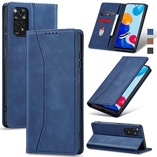 Coque Jasonyu Xiaomi Redmi Note 11 4G/Note 11S, Antichoc TPU Cuir PU Portefeuille Magnétique [Porte Cartes] [Stand]