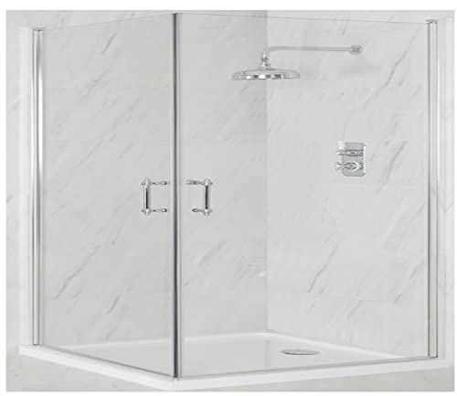 MILANO Chrome Corner Hinged Door Shower Enclosure White Tray 1000 x 800mm