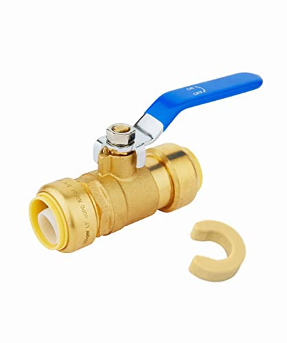 EFIELD Push-Fit 1,27 cm X/1/2 Vollanschluss-Kugelhahn mit Trennclip, blauer Griff, UPC-zertifiziert (1,27 cm)