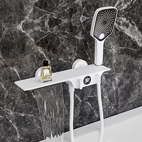 XJTNLB Badewannenarmatur Wasserfall Badewanne Armatur Wandmontage Wasserhahn Wannenarmatur Weiß
