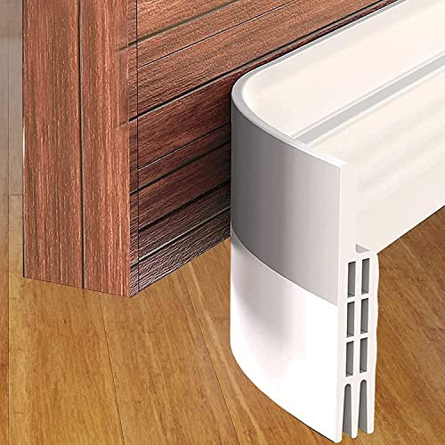Calfeutrer Bas de Porte, 500 x 5cm Bas de Porte Adhési, Souple Silicone Isolant Phonique Thermique Blanc Bande d'étanchéité Anti Bruit Poussière Stop à l'air Froid Anti Souris Fourmi Cafard Insectes