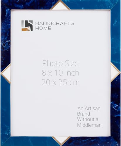 Handicrafts Home Decorative Resin Inlay Brass Blue Picture Frame Brass, 8x10