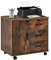 LEMROE Classeur Mobile avec Armoire verrouillable et Armoire latérale à 3 tiroirs pour Documents et imprimante, Bureau à Domicile, Marron