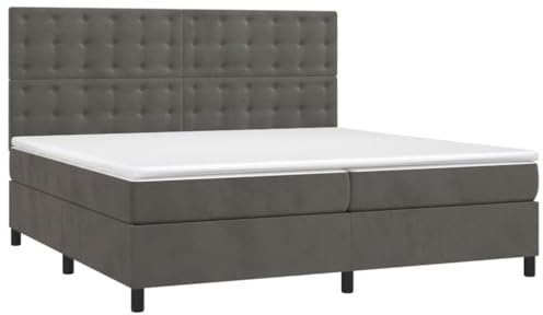 vidaXL Boxspringbett mit Matratze Doppelbett Polsterbett Bettgestell Bett Hotelbett Bettrahmen Lattenrost Schlafzimmerbett Dunkelgrau 200x200cm Samt