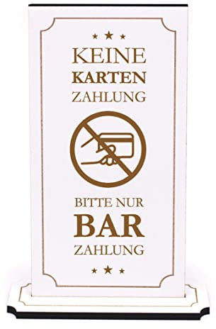 Dekolando Aufsteller Kasse Bar Bezahlen - Keine Kartenzahlung, Bitte nur Barzahlung - Infoaufsteller Schild Bargeld Zahlung Hinweisschild 10 x 20 cm