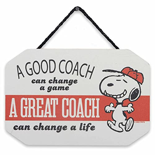 Peanuts A Great Coach Can Change a Life Hängende Holz-Wanddekoration – lustiges Snoopy-Schild – tolle Geschenkidee
