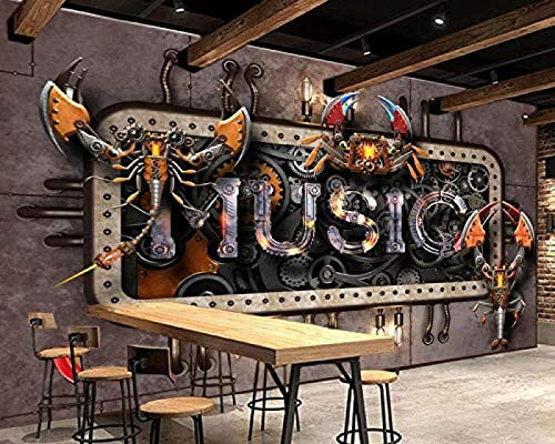 3D Restaurant Fototapete Retro Industrial Style Musik Esszimmer Bar Hintergrund Bar Hotel Mural 3d Tapete Wanddekoration fototapete wandbild Schlafzimmer Wohnzimmer-400cm×280cm