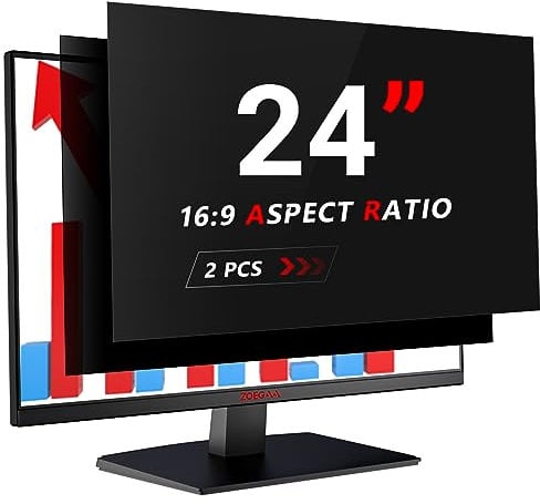 ZOEGAA [2 Stück Blickschutzfilter 24 Zoll Monitor 16:9 für 24 Monitor,Anti Blaulicht Blickschutzfolie Bildschirm 24 Zoll und Abnehmbarer Bildschirm Sichtschutzfolie Bildschirm Sichtschutz