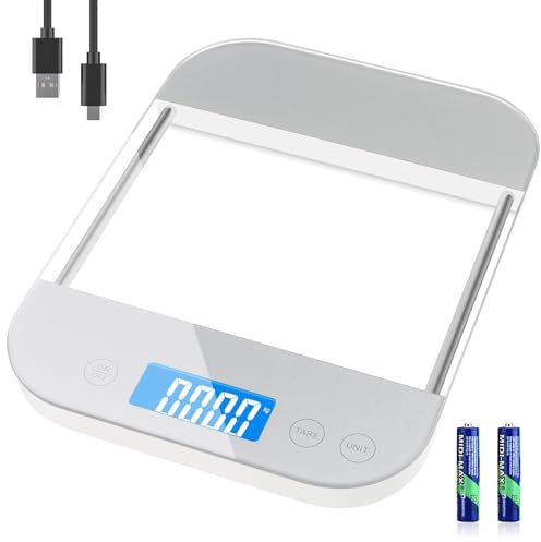 [ Rechargeable &15kg ] Balance de Cuisine, Diyife Balance Alimentaire électronique USB C, Panneau en Verre Anti-Collision & Étanche, Batterie Incluse
