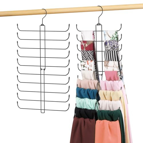 OMHOMETY Schal-Kleiderbügel für Schrank, 20 große Kapazität, Schal-Organizer, platzsparender Schalhalter, Hijab-Regal, Schrank-Organizer und Aufbewahrung, schwarz, 1 Stück
