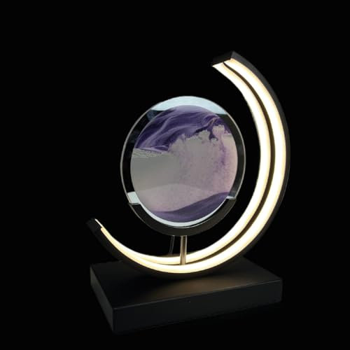 Luxus europe - Treibsand Tischlampe - Lila - Bewegte Sandkunst - Sanduhr-Lampe - Sandkunst in Glas - Schreibtischlampe - LED - Dimmbar - Industriell und modern - Nachtlicht für das Schlafzimmer