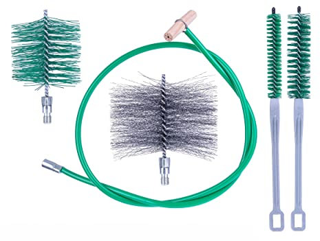 Reinigungsset für Kaminofen, Pelletofen und Heizkessel, Flexible Verlängerung, Ofenrohrbürsten 80 mm und 140 mm, 2 Reinigungsbürsten direkt vom Hersteller (1,5 Meter)