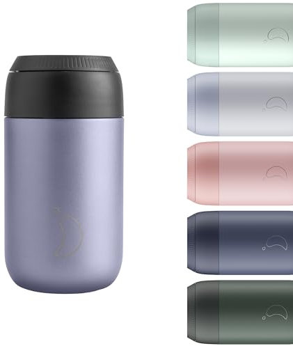 Chilly's Series 2 Coffee Cup - Tight Seal, No Sweating - BPA-Free Stainless Steel - Reusable - Double Walled, Vacuum Insulated - Lavender, 340ml