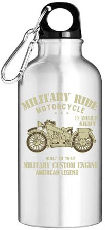 Atspauda Bouteille d'eau touristique en argent avec motif moto militaire US American Army 1942