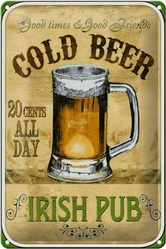 Schild Blech 20x30cm - Made in Germany - Bier Irish Pub gold beer good times Metall Deko Blechschild