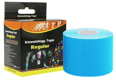 Okaywork strap sport bandage autoadhésif,face tape Tape Rouleau 5m x 5cm,Kinesiology Tape étanche tape kinesiologie&élastique pour le sport pour les Muscles Soutien musculaire Soulager la douleur Bleu