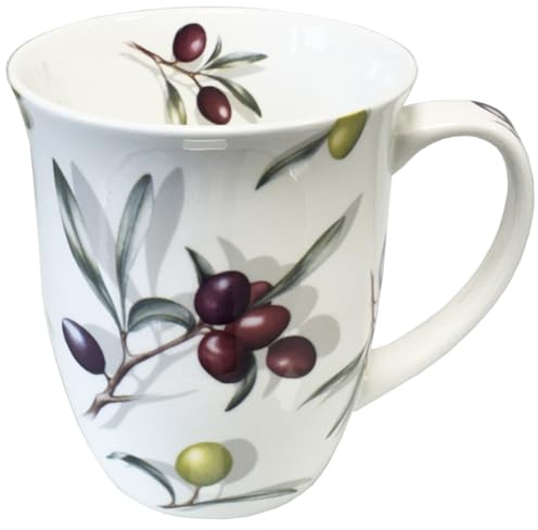 Ambiente Becher ca. 400 ml Mug Köstliche Oliven Tee/Kaffee Tasse, Porzellan, Sommmer/Frühling Motive - Ideal Als Geschenk
