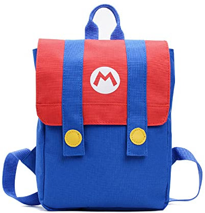 MAJEQZGY Mario Kinderschulrucksack für Kinder 12 Zoll Rucksack mit hoher Kapazität Büchertaschen Kinderschultasche für 2-4 Jahre (Rot)