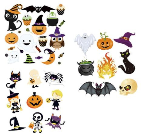Operitacx 3 Pcs Halloween Iron On Transfers, Heat Transfers Stickers Iron On Decals Patches Appliques for Tshirts