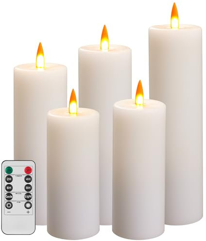 Da by LED Candela Fiamma Analogica Luce di Candela Funzionamento A Batteria Luce di Candela Funzione Timer Remoto Cera Reale Set 5 pz
