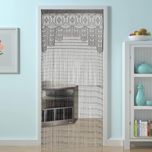 Rideaux Fils Scintille Corde 100x200cm Rideau Anti Mouches pour Porte, Tapisserie Murale en Macramé TisséeRideau Anti Mouche Exterieur Séparation Décorative comme Moustiquaire(Gray)