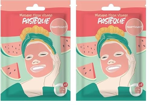 Masque Visage en tissus - Pastèque - FRENCH TENDANCE (Lot de 2)