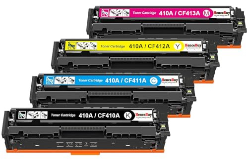 HenceBuy 410A Toner Kompatibel für HP 410A CF410A 410X CF410X Tonerkartusche für Color LaserJet Pro MFP M377dw M477fdw M477fnw M477fdn M477 M452dn M452nw M452dw Schwarz Cyan Gelb Magenta (4er-Pack)