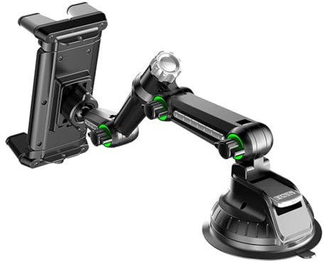 Rebellious Soporte giratorio de 360 grados para tablet con brazo largo y ventosa para automóviles y camiones con fuerte agarre de succión