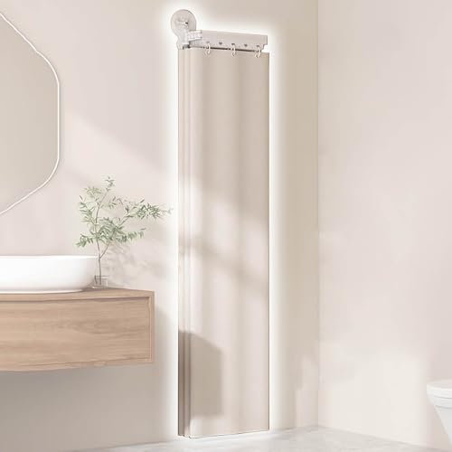 Raumteiler Trennwand, Paravent Raumtrenner Duschvorhangstange Gebogen Ohne Bohren - Modern Duschvorhänge Für Badezimmer-Sets - Wandmontage Bereichstrenner Mit Weißem Vorhang Für SPA, Beauty, Platzspar
