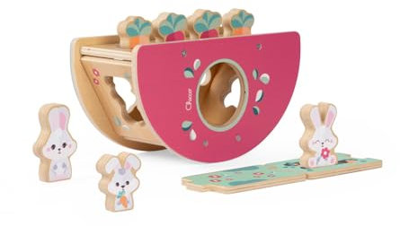 Chicco Holzspielzeug, Hasenhügel, Montessori-Spiel, Form-Knirsch- und Gleichgewichtsspiel, Pflanzen Sie Ihren eigenen Gemüsegarten, 3 Exklusive Charaktere, Kinderspiel, ab 2 Jahren, Geschenkidee