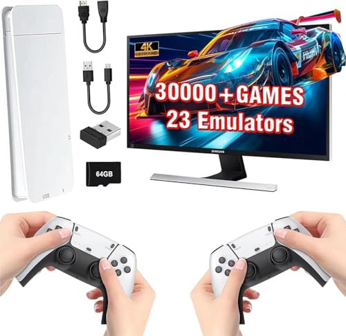 Ozvavzk Mini Consola Retro,Consola Retro Plug and Play con 20,000+ Juegos,23 Emuladores,HDMI 4K,Game Stick con Dos Mandos Inalámbricos,Experiencia de Juego Clásica