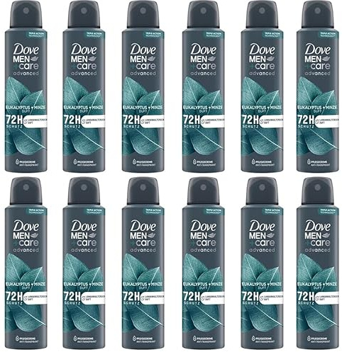 12x Dove Men+Care advanced Deo Spray Eukalyptus + Minze Anti Transpirant schützt 72 Stunden vor Körpergeruch und Schweiß 150 ml (12er Pack)