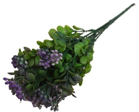 HUIJIQX Künstliche grüne Beerenblumen, Zuhause, Wohnzimmer, für Vase, Blumenstrauß, Hochzeit, Weihnachten, Arrangement, Pflanzen, Dekoration, 30 cm, Violett
