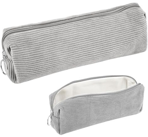 Hopton Federmäppchen Cord-Stoff, Mäppchen Aesthetic, Praktisches Federmappe Stiftemappe, Modische Federtasche für Jungen und Mädchen,Portable Schulmäppchen Pencil Case für Teenager Schule,Büro(Grau)