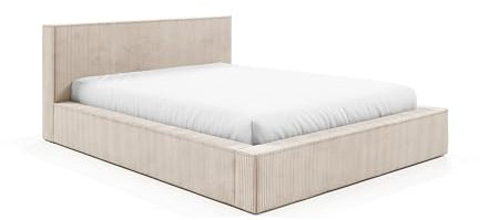 Sofello Polsterbett FILO 90x200 120x200 140x200 160x200 180x200 200x200 Metall-Lattenrost Bettkasten Kord (Poso 105 - Creme, 200x200)