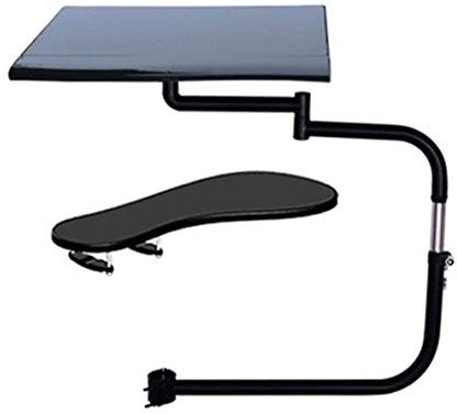 Ergonomic Adjustable Keyboard Tray - Clamping Keyboard Drawer Platform for Desk Edge/Table Side/Chair Leg, with Holder for Laptop, Tablet, and Mouse Pad
