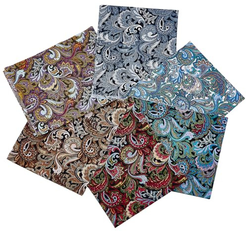 Letsinstyle 6 Stück 20 x 16 Baumwoll Steppstoff Paket Vorgeschnittene Fat Squares Sheet Bedruckte Paisley Patchworkstoffe DIY Herstellungszubehör Zum Quilten von Patchwork Kissen Aus Baumwolle