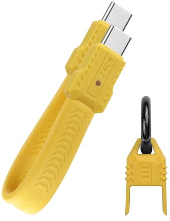GINTOOYUN USB4 Keychain Lanyard Data Cable Yellow Type-C Male to Male Ultra Short Data Cable PD240W Type-C Fully Functional Power Bank Ultra Short Fast Charging Cable(5.31 Inch)