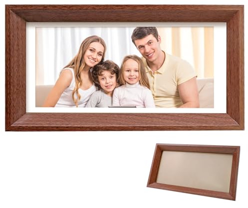 Mudoulu Bilderrahmen Holz Eiche Optik, Fotorahmen für 22 x 12 cm Foto oder Drei 8 x 5 cm, Dekorativer Holzrahmen zum Aufstellen für Wohnzimmer Schlafzimmer Büro