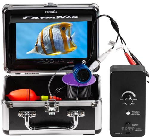 Underwater Fishing Camera 7 inch LCD Monitor Fish Finder Waterproof 1200TVL Fishing Camera 12 white LEDs +12 IR LEDs Infrared Lights for Lake, Boat, Ice Fishing (15M)
