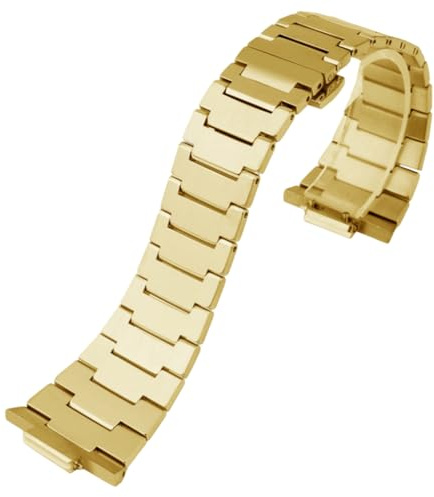 ROUREOX Herren Edelstahl Ersatz Uhrarmband, Metall Uhrarmband Spezielle Schnittstelle für Tissot PRX Super Player T137.407/T137.410-Gold 27 * 12MM