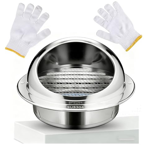 Griglia di Ventilazione in Acciaio Inox 304 Tappo Griglia Aerazione Tonda 50mm 150mm 200mm Presa D'Aria Muro Presa D'aria Muro da Esterno per Casa, Bagno, Parete, Sfiato di Scarico(60mm)